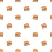 Junk food seamless pattern with hamburger. Fast food background. Simple doodle, hand drawn wallpaper. Flat illustration. vector
