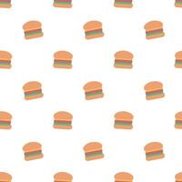 Junk food seamless pattern with hamburger. Fast food background. Simple doodle, hand drawn wallpaper. Flat illustration. vector