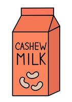 Vegan Cashew Milk. Box Carton packaging. flat illustration. vector