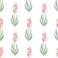 Pink hyacinth flower seamless pattern. Flat style illustration. vector