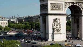 Arc de Triomphe roundabout by day 4k background video