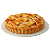 3d representación de un manzana tarta pastel en transparente antecedentes png