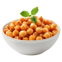 3D Rendering of a Chana Chaat in a Bowl on Transparent Background png