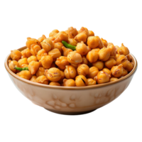 3D Rendering of a Chana Chaat in a Bowl on Transparent Background png