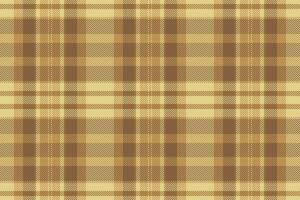 Mens shirt check fabric plaid, linear pattern texture textile. Setting tartan background seamless in orange and yellow colors. vector