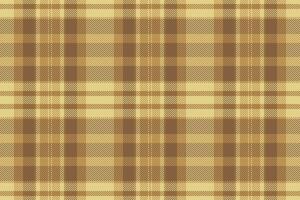 Mens shirt check fabric plaid, linear pattern texture textile. Setting tartan background seamless in orange and yellow colors. vector