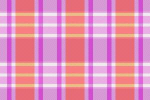 Birthday card fabric pattern, fiber texture seamless background. Realistic check tartan textile plaid in magenta and white colors. vector