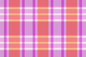 Birthday card fabric pattern, fiber texture seamless background. Realistic check tartan textile plaid in magenta and white colors. vector