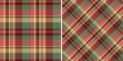 Seamless background fabric of textile check texture with a tartan pattern plaid. Set in food colors for geometric design patterns. vector