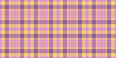Nice seamless textile background, naked tartan pattern plaid. Plank fabric check texture in purple and amber colors. vector