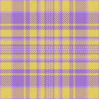 Rosa tartán textil , cachemir modelo antecedentes controlar. niña textura tela tartán sin costura en Violeta y amarillo colores. vector