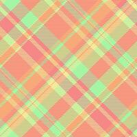 Pastel fabric tartan background, india seamless texture. Identity plaid pattern check textile in orange and red colors. vector