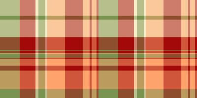 Robe textile tartan seamless, net plaid texture . New check fabric background pattern in red and orange colors. vector