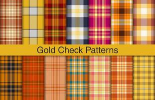 Gold plaid bundles, textile design, checkered fabric pattern for shirt, dress, suit, wrapping paper print, invitation and gift card. vector