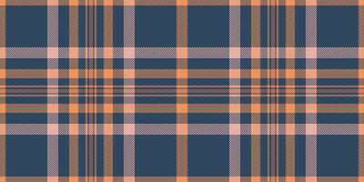 Wide pattern texture background, 60s seamless plaid check. Tape textile tartan fabric in cyan and orange colors. vector
