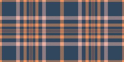 Wide pattern texture background, 60s seamless plaid check. Tape textile tartan fabric in cyan and orange colors. vector