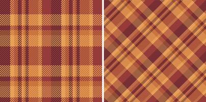 Fabric plaid seamless of check tartan background with a texture textile pattern . Set in warm colors for windowpane print blouse, sheath dress, skinny pants. vector
