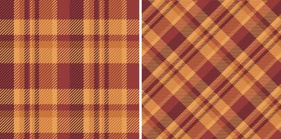 Fabric plaid seamless of check tartan background with a texture textile pattern . Set in warm colors for windowpane print blouse, sheath dress, skinny pants. vector