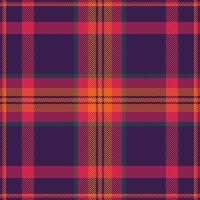 Striped plaid texture, customer tartan pattern background. Intricate fabric seamless check textile in dark and violet colors. vector