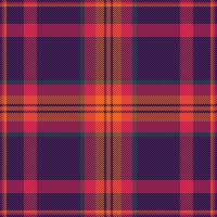 Striped plaid texture, customer tartan pattern background. Intricate fabric seamless check textile in dark and violet colors. vector