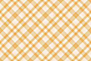 Chic seamless texture fabric, backdrop tartan textile plaid. Towel check background pattern in orange and white colors. vector