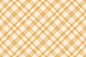 Chic seamless texture fabric, backdrop tartan textile plaid. Towel check background pattern in orange and white colors. vector