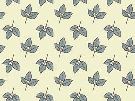 Hand drawn floral pattern design. Simple ornament with plant and leaf. vector