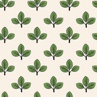 Hand drawn floral pattern design. Simple ornament with plant and leaf. vector