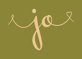 JO initial wedding monogram calligraphy illustration. Hand drawn lettering j and o love logo design for valentines day poster, greeting card vector