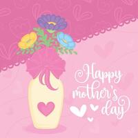 Happy mother day poster with flowers vector