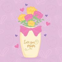 Happy mother day poster with flowers vector