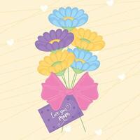 contento madre día póster con flores vector
