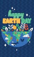 Geometric earth day card Sea life vector