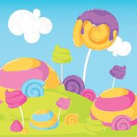 Colored candy land landscape Sweet place vector