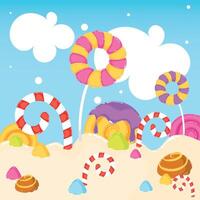 Colored candy land landscape Sweet place vector