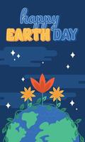 Geometric earth day card vector