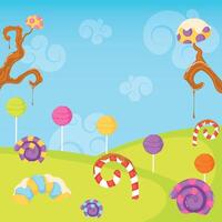 Colored candy land landscape Sweet place vector