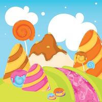 Colored candy land landscape Sweet place vector