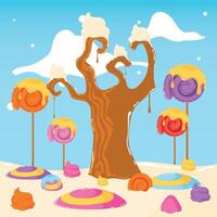 Colored candy land landscape Sweet place vector