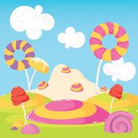 Colored candy land landscape Sweet place vector