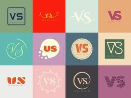 VS logo company template. Letter v and s logotype. Set different classic serif lettering and modern bold text with design elements. Initial font typography. vector