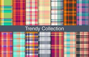 Trendy plaid bundles, textile design, checkered fabric pattern for shirt, dress, suit, wrapping paper print, invitation and gift card. vector