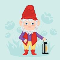 Cute garden gnome character cartoon vector