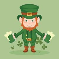 S t patricks día irlandesa duende personaje dibujos animados vector