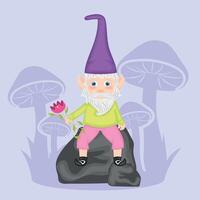 Cute garden gnome character cartoon vector