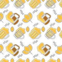 Beer glasses and bottles Colored sketch pattern background vector