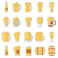 Colored beers sketches Icon set vector