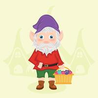 Cute garden gnome character cartoon vector