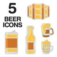 Colored beers sketches Icon set vector