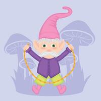 Cute garden gnome character cartoon vector